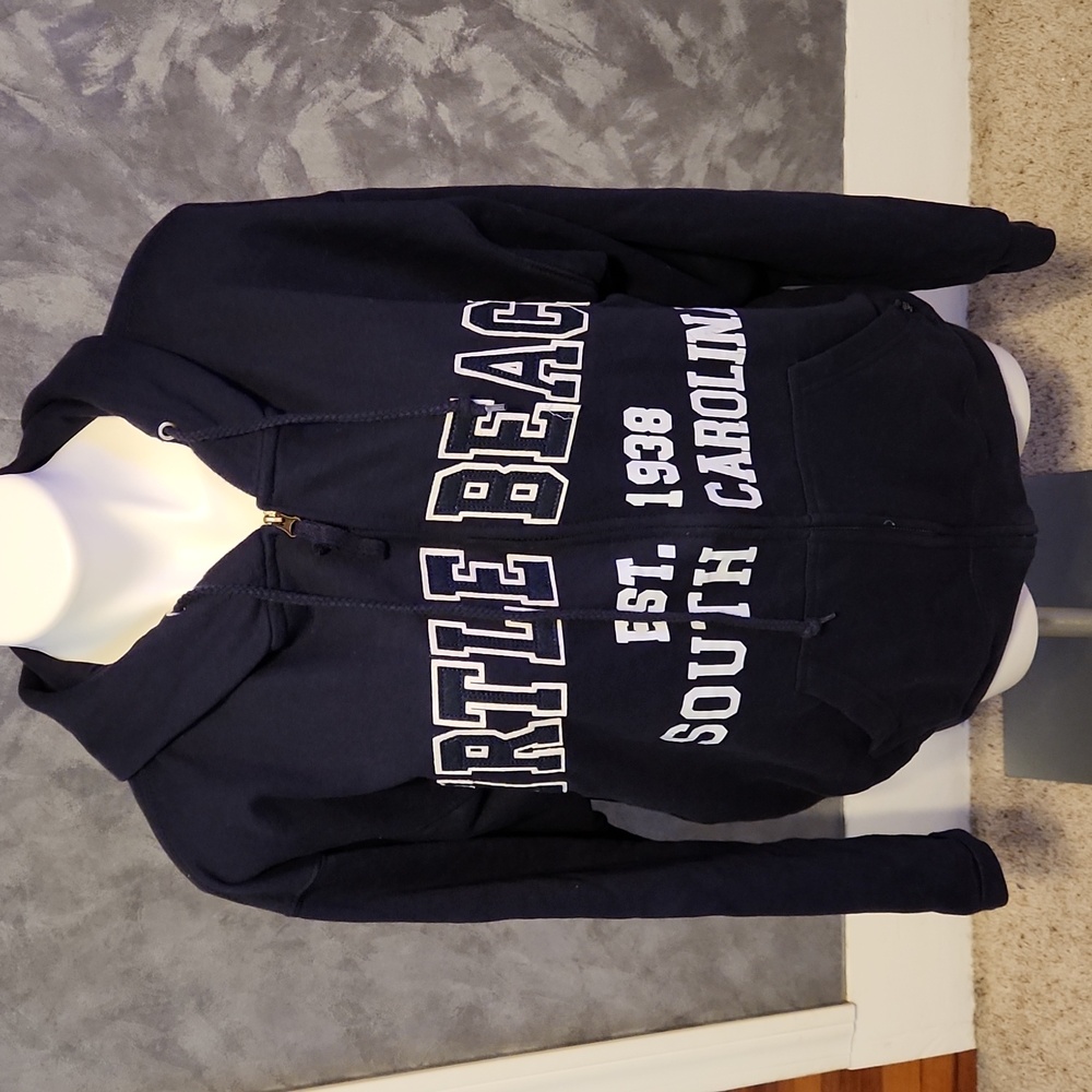 Pacific & Co Blue Myrtle Beach SC Zipper Front Hooded Sweatshirt Sz LG